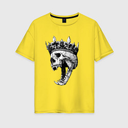 Футболка оверсайз женская Fangs - skull and crown, цвет: желтый