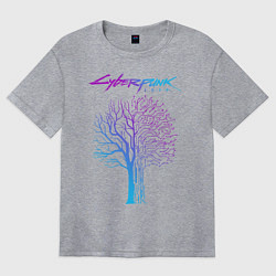 Футболка оверсайз женская ДЕРЕВО CYBERPUNK 2077, цвет: меланж
