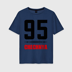 Футболка оверсайз женская 95 Chechnya, цвет: тёмно-синий