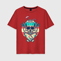 Женская футболка оверсайз Skull Summer