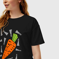 Футболка оверсайз женская Морковка кролика, цвет: черный — фото 2