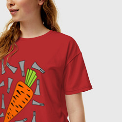 Футболка оверсайз женская Морковка кролика, цвет: красный — фото 2