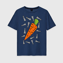 Футболка оверсайз женская Морковка кролика, цвет: тёмно-синий