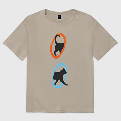 Футболка оверсайз женская Portal Cat, цвет: миндальный