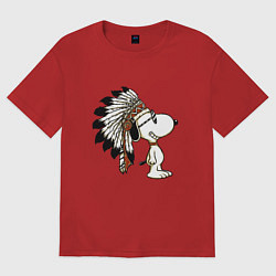 Футболка оверсайз женская Snoopy, цвет: красный