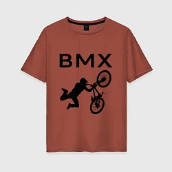 Футболка оверсайз женская Велоспорт BMX Z, цвет: кирпичный