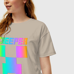 Футболка оверсайз женская MINECRAFT CREEPER, цвет: миндальный — фото 2