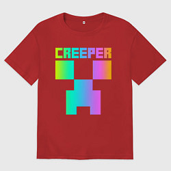Футболка оверсайз женская MINECRAFT CREEPER, цвет: красный