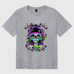 Футболка оверсайз женская Crazy skull - skateboard, цвет: меланж