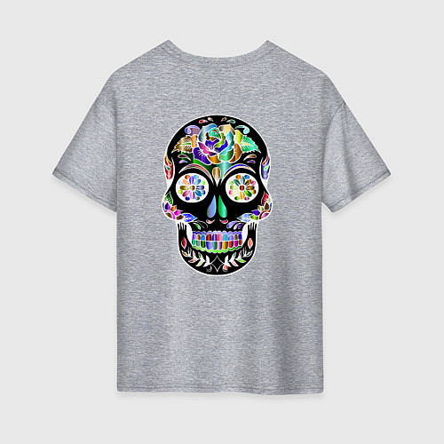 Женская футболка оверсайз Flowers - Art skull / Меланж – фото 2
