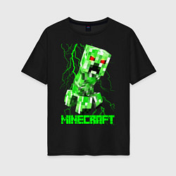 Футболка оверсайз женская MINECRAFT CREEPER, цвет: черный