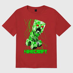 Футболка оверсайз женская MINECRAFT CREEPER, цвет: красный