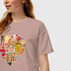Футболка оверсайз женская LOVE RUSSIA, цвет: пыльно-розовый — фото 2
