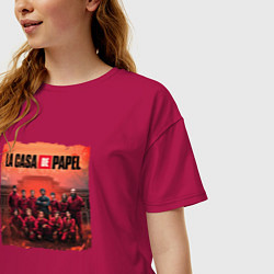 Футболка оверсайз женская БУМАЖНЫЙ ДОМ, цвет: маджента — фото 2