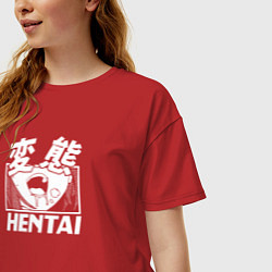 Футболка оверсайз женская Hentai, цвет: красный — фото 2