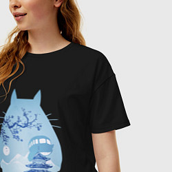 Футболка оверсайз женская Тоторо Миядзаки, цвет: черный — фото 2