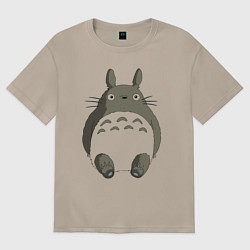Футболка оверсайз женская Тоторо с прозрачным пузиком, цвет: миндальный
