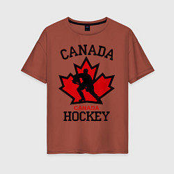 Футболка оверсайз женская Canada Hockey, цвет: кирпичный