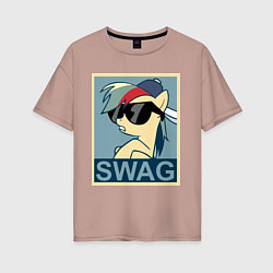 Футболка оверсайз женская Rainbow Dash swag, цвет: пыльно-розовый