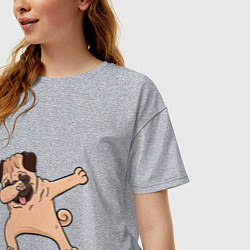 Футболка оверсайз женская Мопс ДАБ, цвет: меланж — фото 2