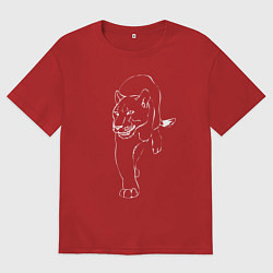 Футболка оверсайз женская Пантера, цвет: красный
