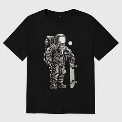 Футболка оверсайз женская Space skateboarding, цвет: черный