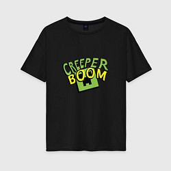 Футболка оверсайз женская Creeper Boom, цвет: черный
