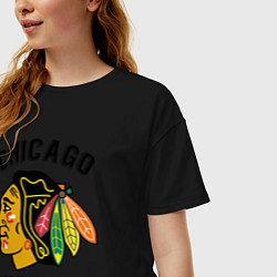 Футболка оверсайз женская CHICAGO BLACKHAWKS NHL, цвет: черный — фото 2