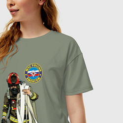 Футболка оверсайз женская Спасатель МЧС, цвет: авокадо — фото 2