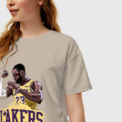 Футболка оверсайз женская LeBron - Lakers, цвет: миндальный — фото 2