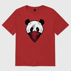 Футболка оверсайз женская Панда со шрамом, цвет: красный