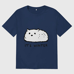 Футболка оверсайз женская Its winter это зима, цвет: тёмно-синий
