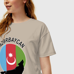 Футболка оверсайз женская Азербайджан, цвет: миндальный — фото 2