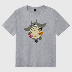 Футболка оверсайз женская Тоторо и девочки, цвет: меланж