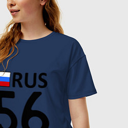 Футболка оверсайз женская RUS 56, цвет: тёмно-синий — фото 2