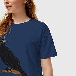 Футболка оверсайз женская Ворон, цвет: тёмно-синий — фото 2