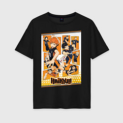 Футболка оверсайз женская Haikyuu Haikyu Haikuu, цвет: черный