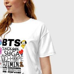 Футболка оверсайз женская BTS BT21, цвет: белый — фото 2