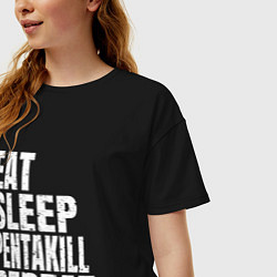 Футболка оверсайз женская EAT SLEEP PENTAKILL REPEAT, цвет: черный — фото 2