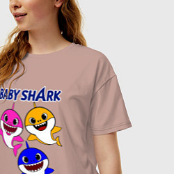 Футболка оверсайз женская Baby Shark, цвет: пыльно-розовый — фото 2