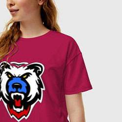 Футболка оверсайз женская Русский медведь, цвет: маджента — фото 2
