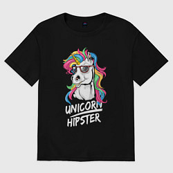 Футболка оверсайз женская Unicorn hipster, цвет: черный