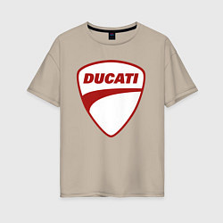 Футболка оверсайз женская Ducati Logo Дукати Лого Z, цвет: миндальный