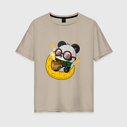Женская футболка оверсайз Панда на луне