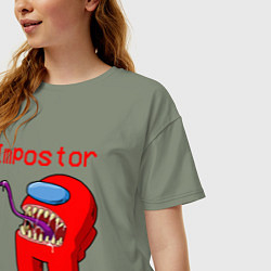 Футболка оверсайз женская AMONG US - IMPOSTOR, цвет: авокадо — фото 2