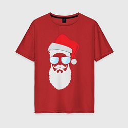 Футболка оверсайз женская Santa Hipster, цвет: красный