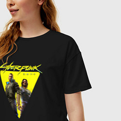 Футболка оверсайз женская Cyberpunk 2077, цвет: черный — фото 2