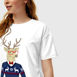 Футболка оверсайз женская Hipster Deer, цвет: белый — фото 2