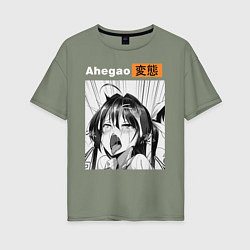 Футболка оверсайз женская Ahegao, цвет: авокадо