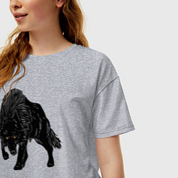 Футболка оверсайз женская Черный Волк, цвет: меланж — фото 2